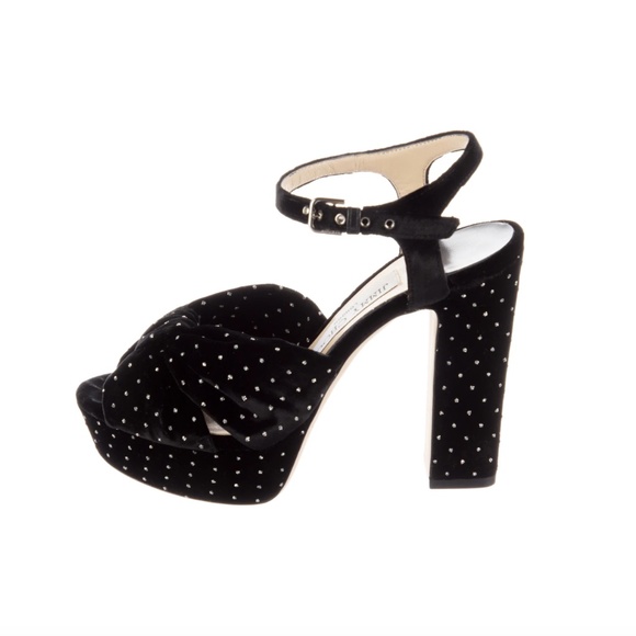 JIMMY CHOO Velvet Printed Sandals Size: 5.5 | IT 35.5 - Picture 1 of 4